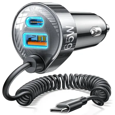 Incarcator auto Timebox, 65W, 1 x USB QC 3, 1 x USB-C, Negru - Default Title