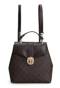 Rucsac cu model monograma - Maro inchis