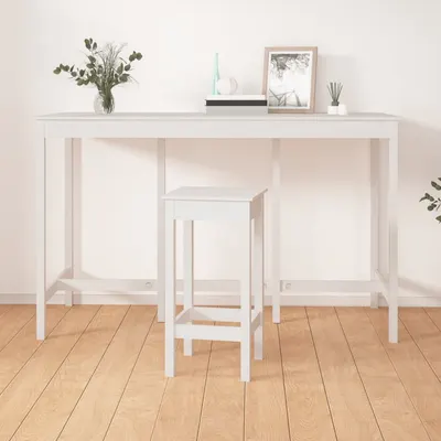 vidaXL Masă de bar, alb, 180x80x110 cm, lemn masiv de pin