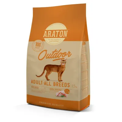 ARATON Outdoor, Pui și Curcan, hrană uscată pisici, 15kg