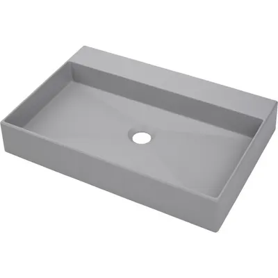 Lavoar pe blat gri mat din compozit 60 cm, dreptunghiular, Deante Correo