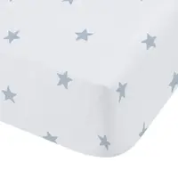 Cearceaf pentru copii alb-albastru din bumbac pentru pătuț cu elastic 70x140 cm Mini Star & Stripes – Bianca