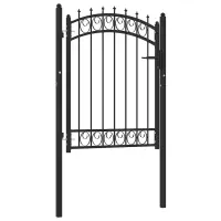 vidaXL Poartă de gard EMMEN cu țepi din oțel 103x109,5 cm, negru