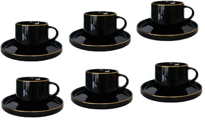Serviciu porțelan Morello - Modern Black, 12 părți, 200 ml