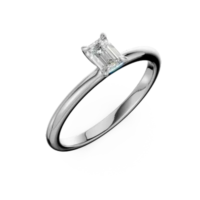 Inel de logodna din aur alb cu diamant emerald solitaire de 0.4ct