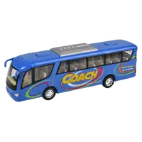 Autobuz sportiv die-cast Coach, cu functie pull-back, 18 cm lungime, albastru