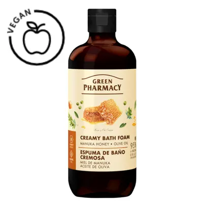 Gel - spuma de baie Miere de Manuka si Ulei de Masline, Green Pharmacy | 500 ml