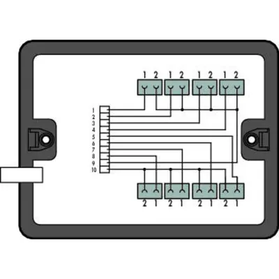 Distribution box; supply cable entry; 8 outputs; Cod. B; MINI; black