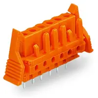 THT female header; 0.6 x 1.0 mm solder pin; straight; Locking lever; Pin spacing 5.08 mm; 23-pole; orange