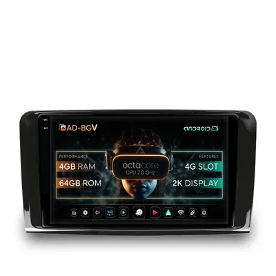 Navigatie Mercedes Benz ML W164 GL X164, Android, V-Octacore 4GB RAM + 64GB ROM, 9.5 Inch - AD-BGV9004+AD-BGRKIT405