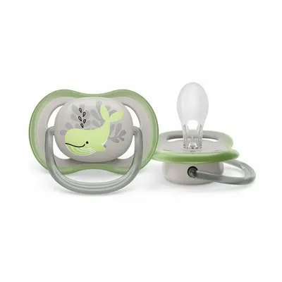 Suzeta bebelus, Philips Avent, Ultra Air, Ortodontica, Silicon moale igienic, Disc de protectie moale si flexibil, Fara BPA, 6-18 luni, 1 buc, Deco Gri