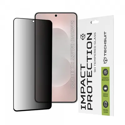 Folie de protectie Ecran Privacy Techsuit pentru Samsung Galaxy S25 Edge S937, Sticla Securizata, Full Glue, 111D