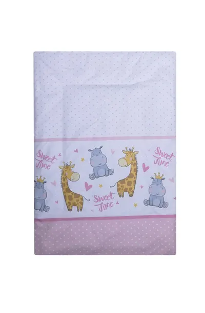 Set 2 cearceafuri din bumbac pentru saltea 120x60 cm Beberoyal HippoGiraffe Roz