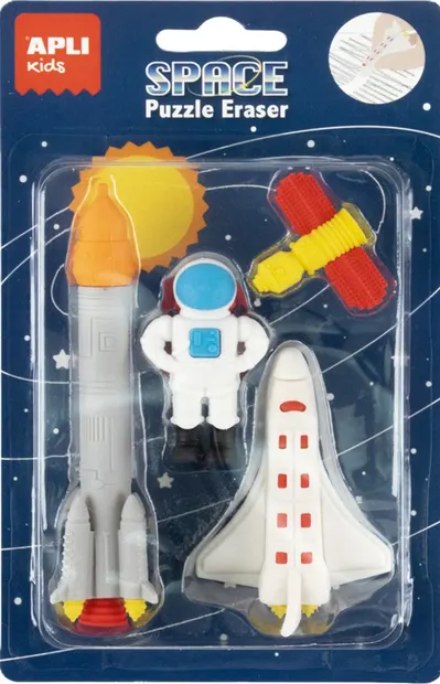 Set de radieră puzzle Apli Kids - Spaţiu, 4 buc