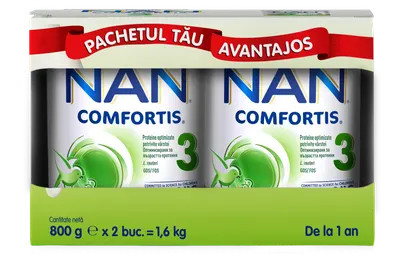Pachet Nan 3 Comfortis 1-2 ani, 2 x 800g, Nestle