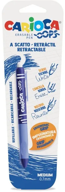 Pix care se sterge cu radiera Carioca Oops - Albastru, cu mecanism cu click