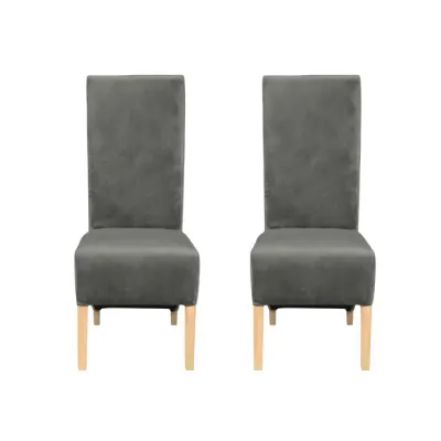 Set 2 scaune living VANESSA, picioare lemn natur, stofa gri deschis, 47x60x110 cm