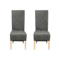 Set 2 scaune living VANESSA, picioare lemn natur, stofa gri deschis, 47x60x110 cm