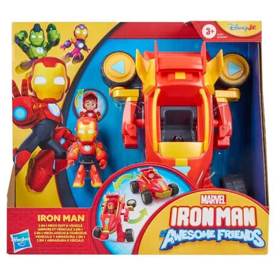 Set 2in1 figurina cu vehicul, Marvel, Iron Man And His Awesome Friends, Iron Man, G1474