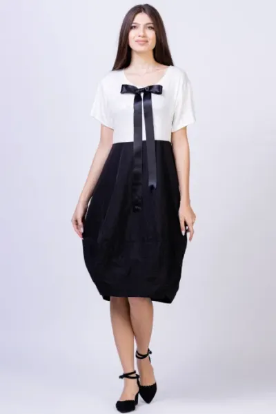 Rochie lalea cu paiete fine, tafta neagra si funda