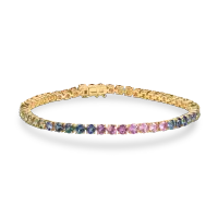 Bratara tennis din aur galben cu safire multicolore de 7.18ct