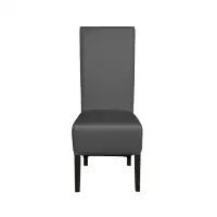 Scaun living VANESSA, picioare lemn wenge, piele ecologica gri, 47x60x110 cm