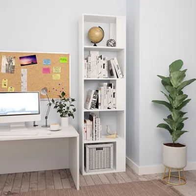 vidaXL Bibliotecă/Separator cameră, alb, 45x24x159 cm, lemn prelucrat