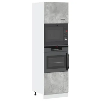 vidaXL Dulap de cuptor cu microunde “Lyon”, gri beton, 60x57x207 cm