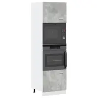 vidaXL Dulap de cuptor cu microunde “Lyon”, gri beton, 60x57x207 cm