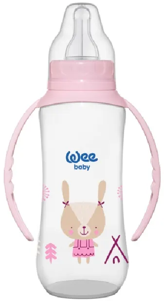 Biberon cu mânere Wee Baby Classic, PP, 270 ml, roz