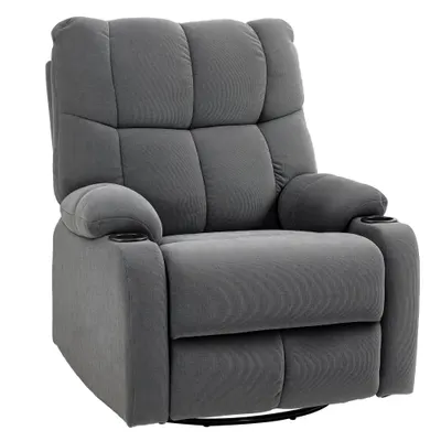 HOMCOM Scaun de relaxare cu suport pentru picioare, scaun de așezare, drehbar, până la 150 kg, cadru din oțel, 88x96x108cm, Gri inchis | Aosom Romania
