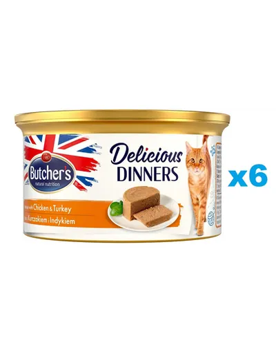 BUTCHER'S Classic Delicious Dinners 6x85 g mousse pisica, pui si curcan