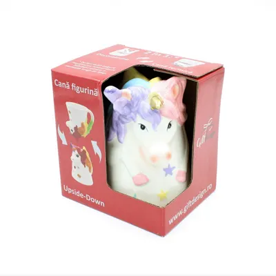 Cană figurină upside-down "Unicorn cu steluțe"