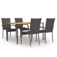 vidaXL Set mobilier de grădină, 5 piese, maro, poliratan