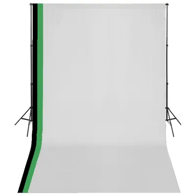 vidaXL Set studio foto cu 3 fundaluri de bumbac, cadru reglabil, 3x5 m