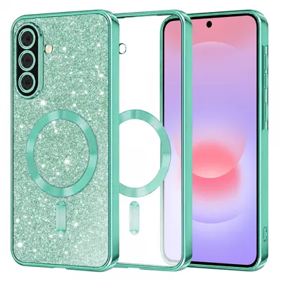 Husa MagSafe pentru Samsung Galaxy A37 5G, Techsuit, Luxury Glitter, Verde Deschis