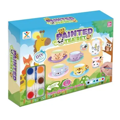 Set de ceai ceramic de pictat Tea Set Animals 18 piese