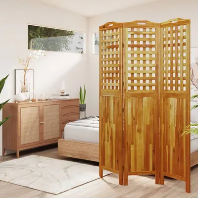 vidaXL Paravan de cameră 3 panouri 121,5x2x180 cm lemn masiv de acacia