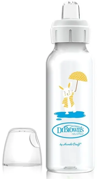 Biberon de tranziție Dr. Pietre de reper ale lui Brown - Iepuraș, 250 ml