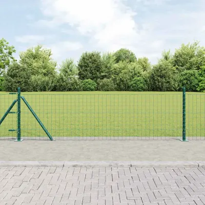 vidaXL Stâlp de gard cu bază de beton 52 buc. Verde