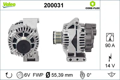 Alternator (14v, 90a) Potrivit Fiat 500, Doblo, Doblo Cargo, Doblo Minivan, Fiorino Minivan, Grande Punto, Idea, Linea, Panda, Punto, Punto Evo, Punto Evo Hatchback 1.2-1.4lpg 03.01