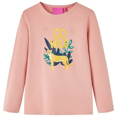 Tricou pentru copii cu mâneci lungi roz deschis 140
