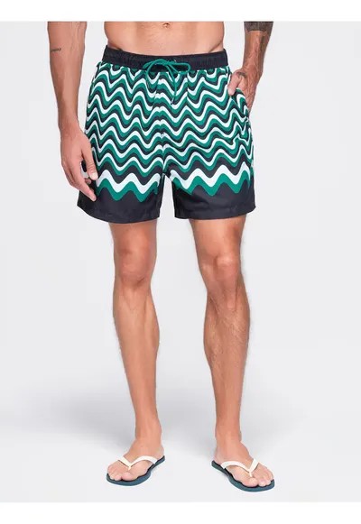 Pantaloni scurti de baie barbati cu talie elastica si doua buzunare - regular fit OM-SRSS-0221 - Verde
