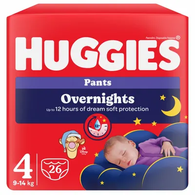 Huggies Pants Overnights, nr.4, 9-14 kg | 26 bucati