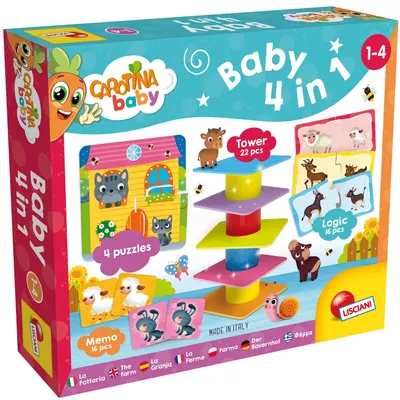 Set educational 4 in 1 Lisciani Giochi - Puzzle, turn, memoriu și joc de logică