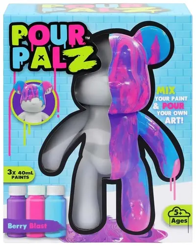 Trusă creativă Pour PalZ - Berry Blast, ursuleț de pluș de colorat
