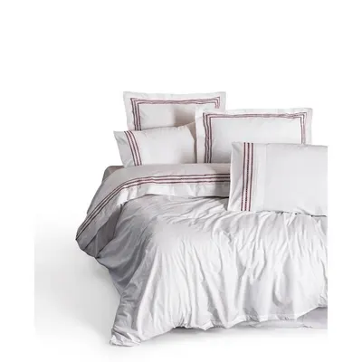 Lenjerie de pat albă din bumbac ranforcé pentru pat de o persoană 140x200 cm Red Heritage Lines – Mila Home Luxury