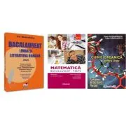 Pachet Bacalaureat 2026. Limba si literatura romana, Matematica M1 Teste si Chimie organica pentru liceu. Sinteze. Probleme. Teste