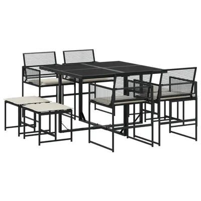 Gossi set mobilier de gradina cu perne, 9 piese, negru, poliratan