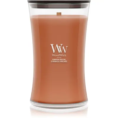 Woodwick Pumpkin Praline lumânare parfumată cu fitil din lemn 610 g